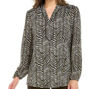 J. McLaughlin Petunia Animal Print Blouse Size S